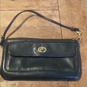 Coach Black leather large wallet wristlet